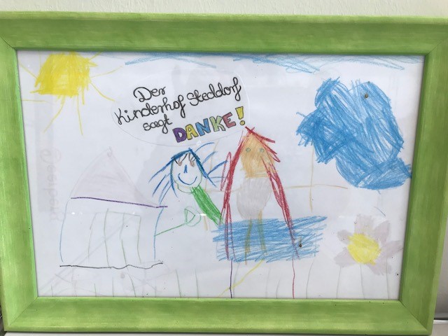 Ein Dankeschön-Bild vom Kindergarten für die Unterstützung durch Almased